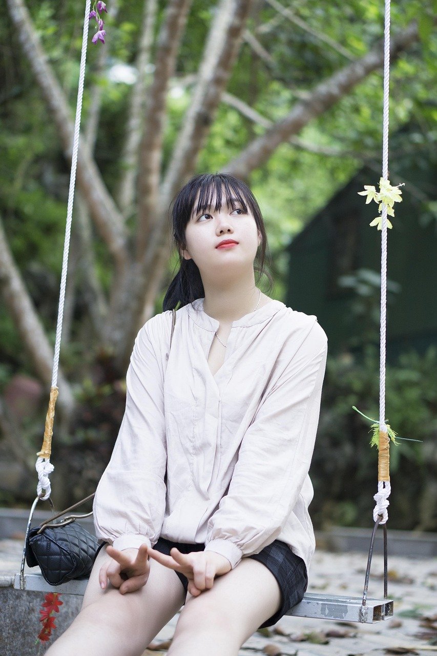 vietnamese women, women, girls, water, swings, women and nature, nature